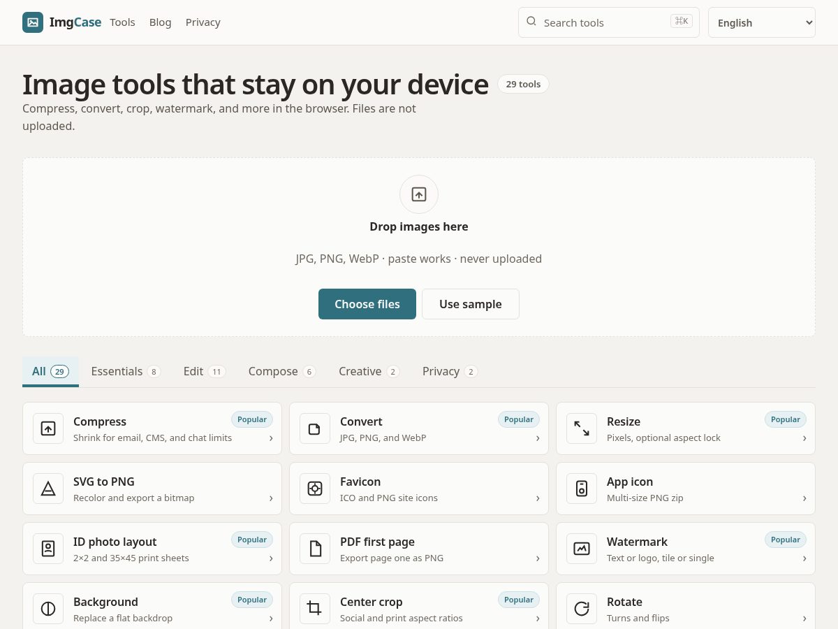 Landing-page snapshot of imgcase.com