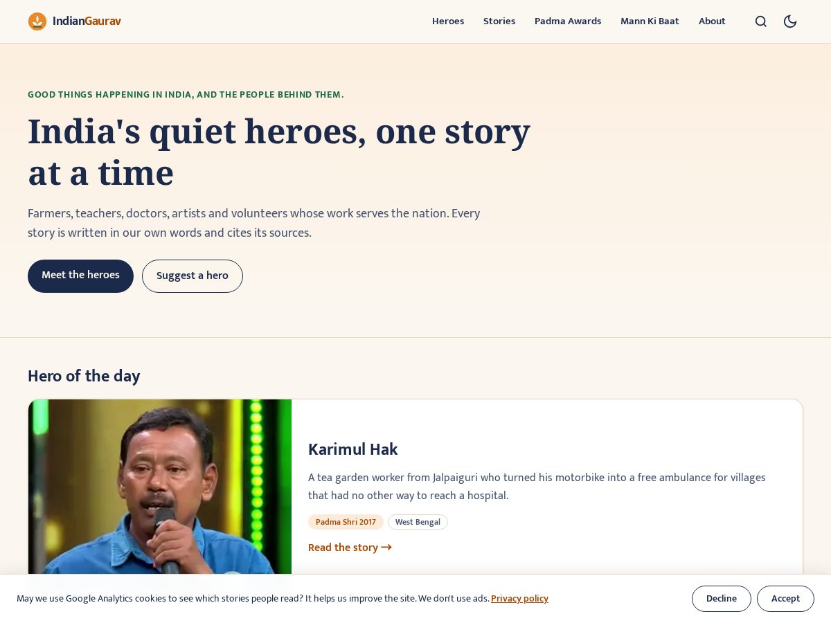 Landing-page snapshot of indiangaurav.com