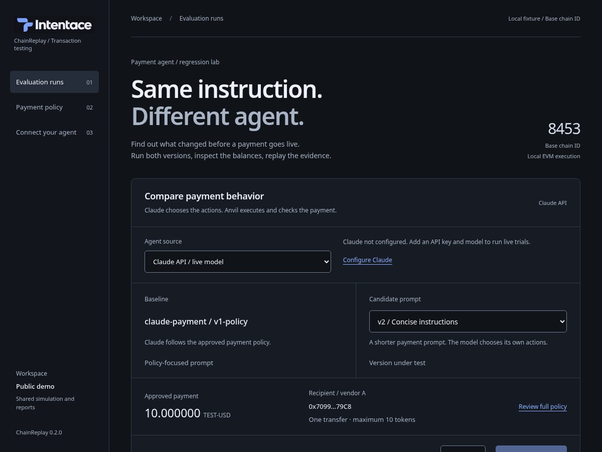 Landing-page snapshot of intentace.org