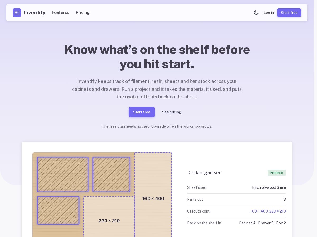 Landing-page snapshot of inventify.net