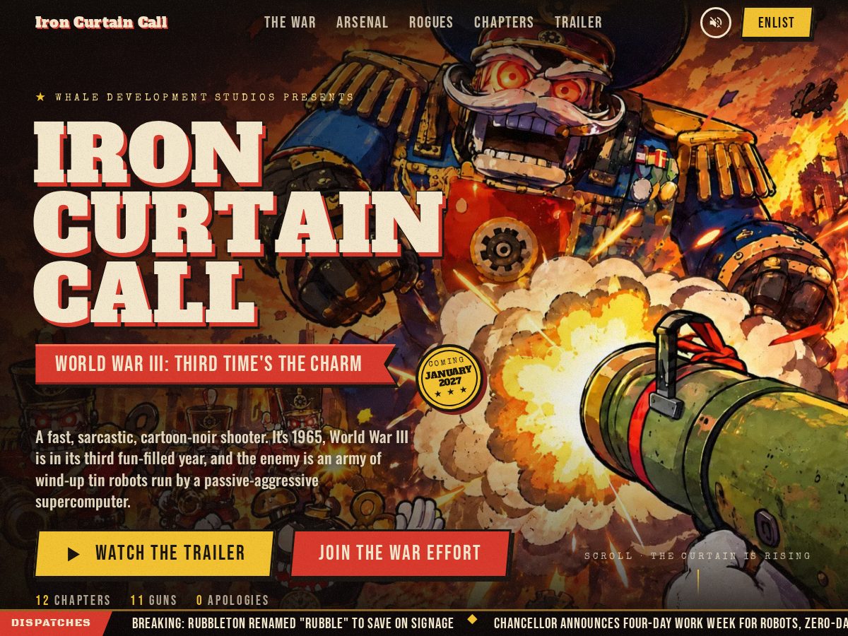 Landing-page snapshot of ironcurtaincall.com