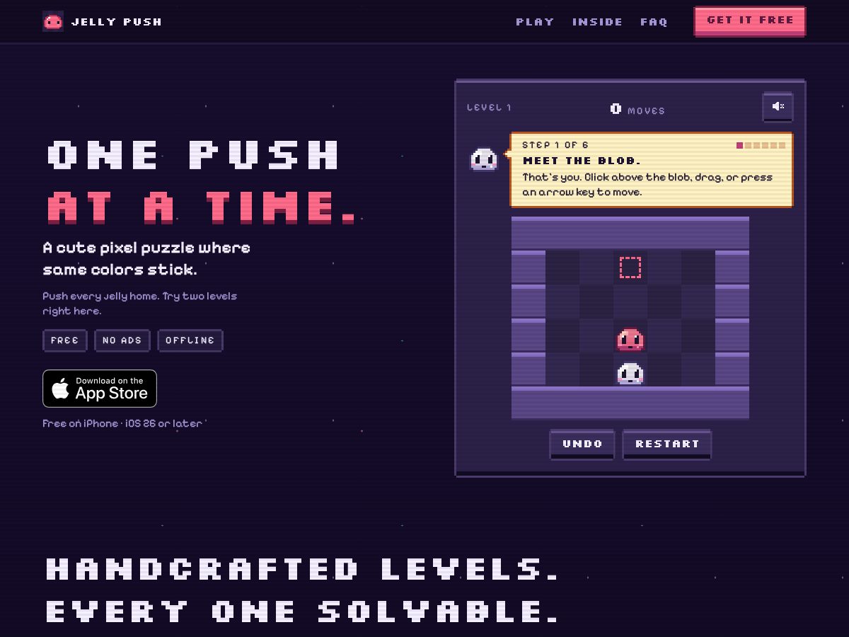 Landing-page snapshot of jellypush.com