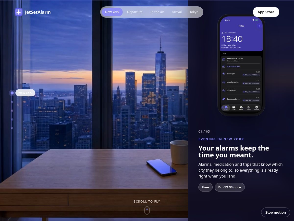 Landing-page snapshot of jetsetalarm.com