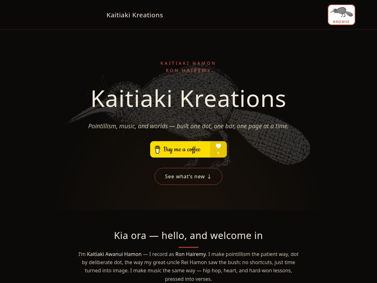 Landing-page snapshot of kaitiakihamon.com