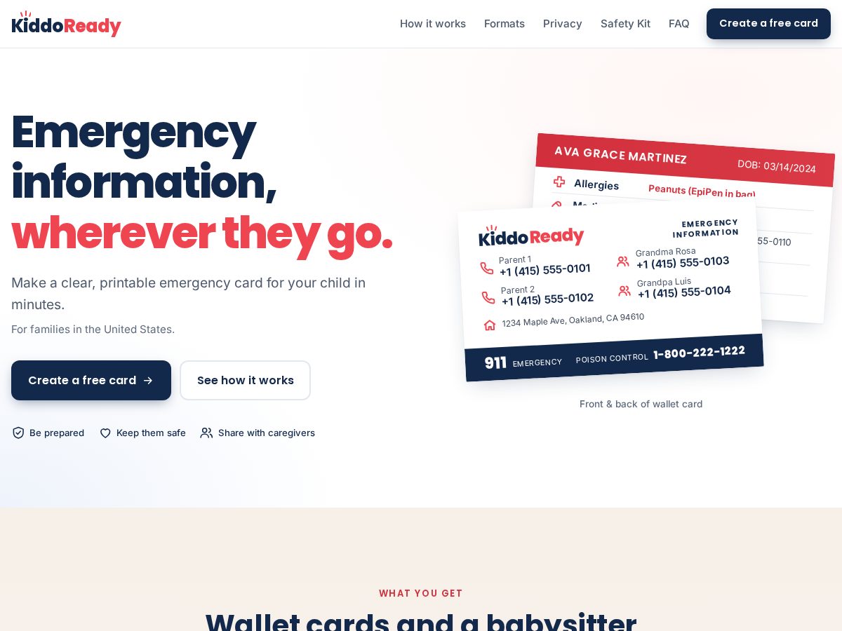 Landing-page snapshot of kiddoready.com