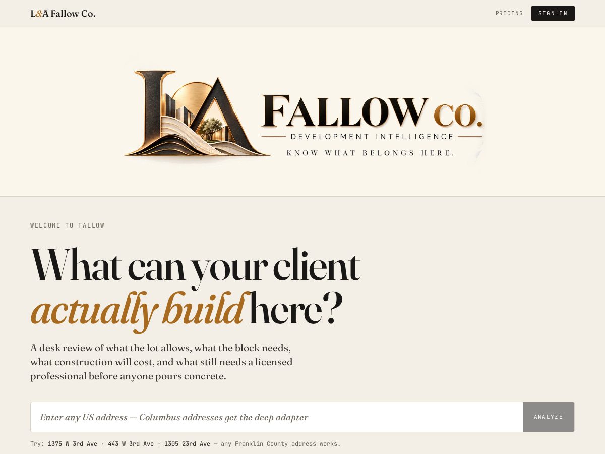 Landing-page snapshot of lafallow.com
