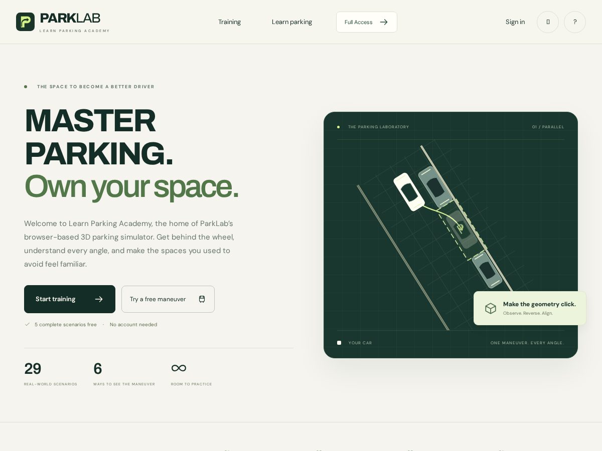 Landing-page snapshot of learnparking.academy