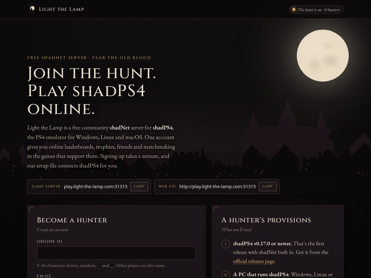 Landing-page snapshot of light-the-lamp.com