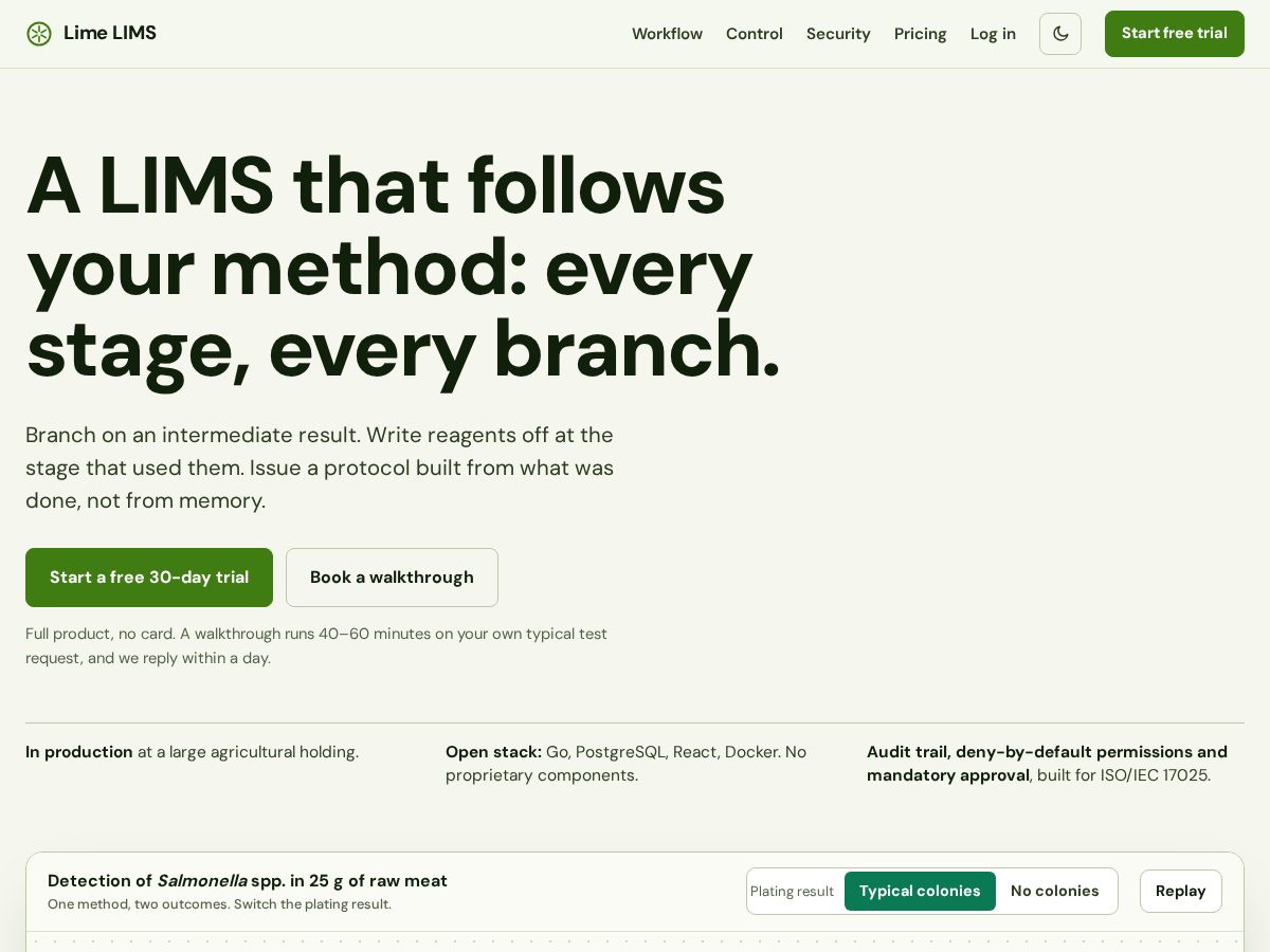 Landing-page snapshot of limelims.com