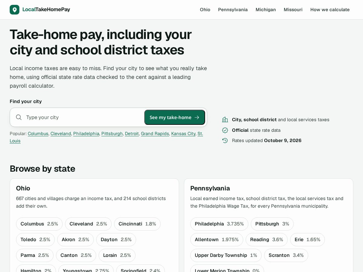 Landing-page snapshot of localtakehomepay.com
