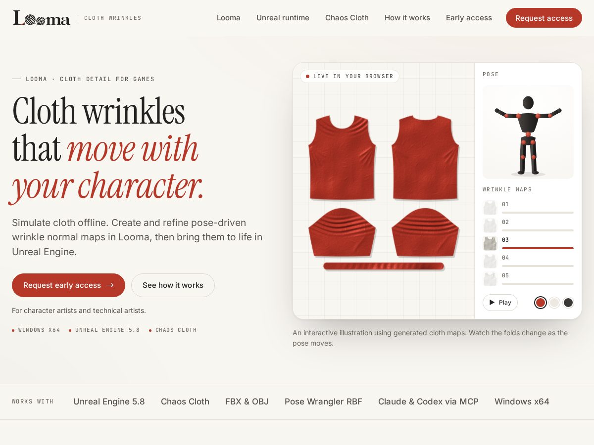Landing-page snapshot of loomacloth.com