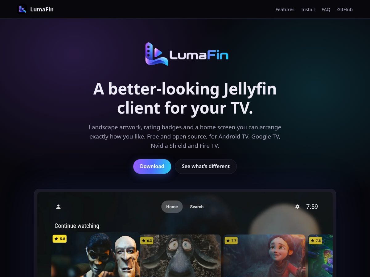 Landing-page snapshot of lumafintv.com