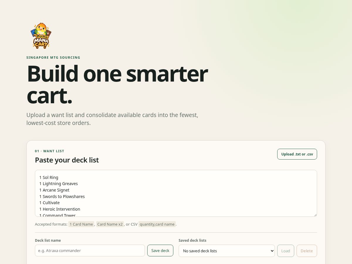 Landing-page snapshot of manacartmagic.com