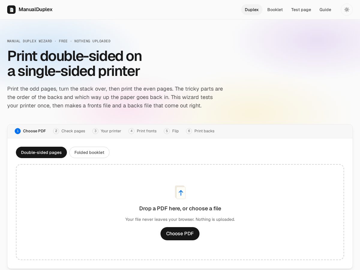 Landing-page snapshot of manualduplex.com