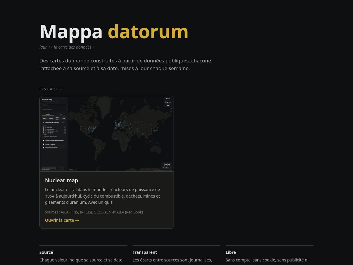 Landing-page snapshot of mappadatorum.com
