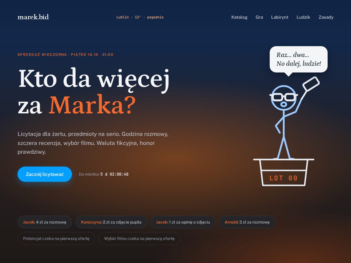 Landing-page snapshot of marek.bid