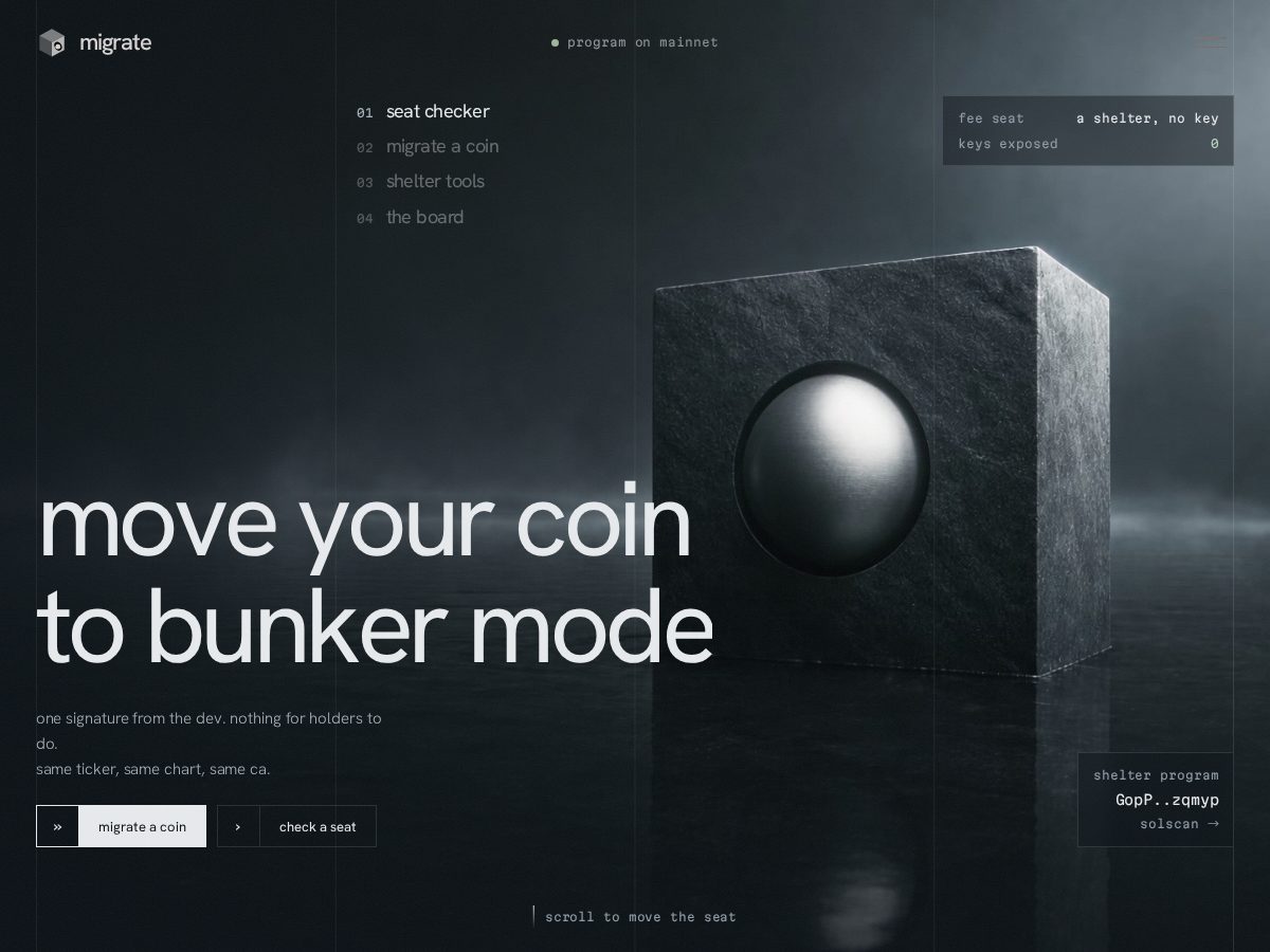 Landing-page snapshot of migrate.systems