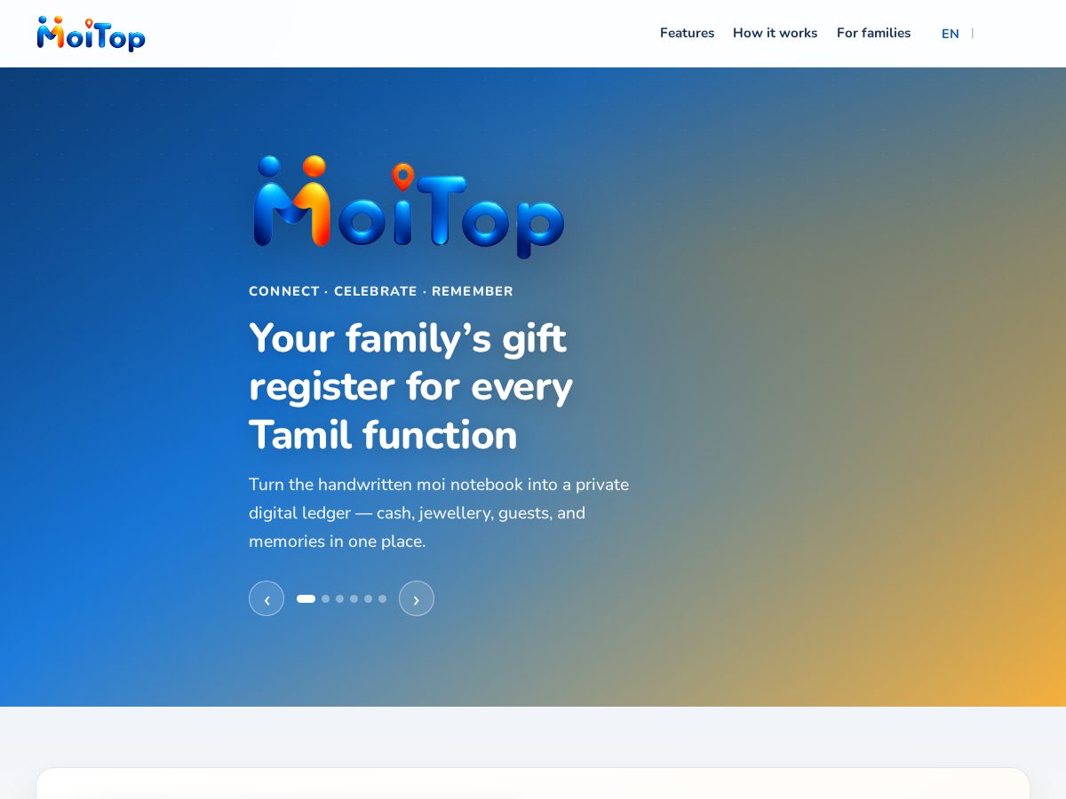 Landing-page snapshot of moitop.com