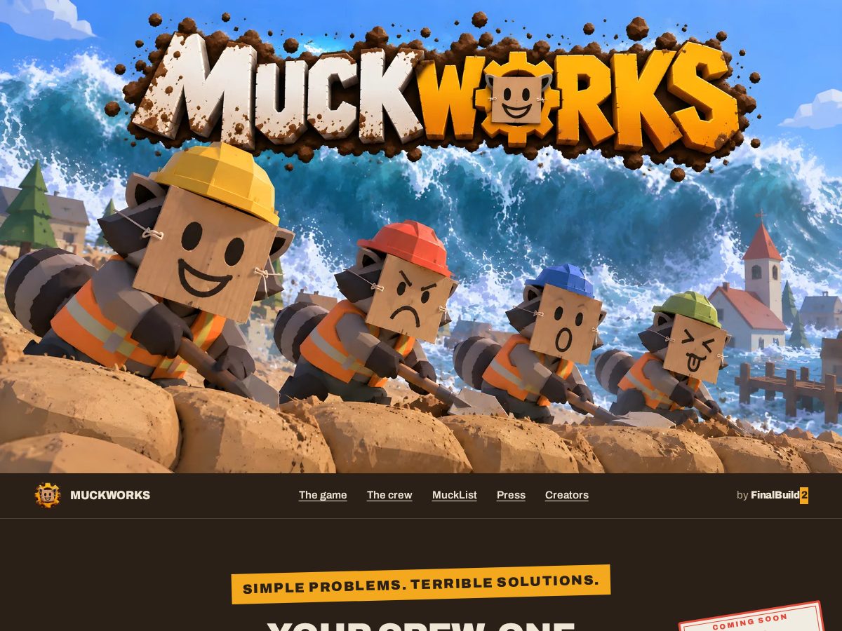 Landing-page snapshot of muckworksgame.com