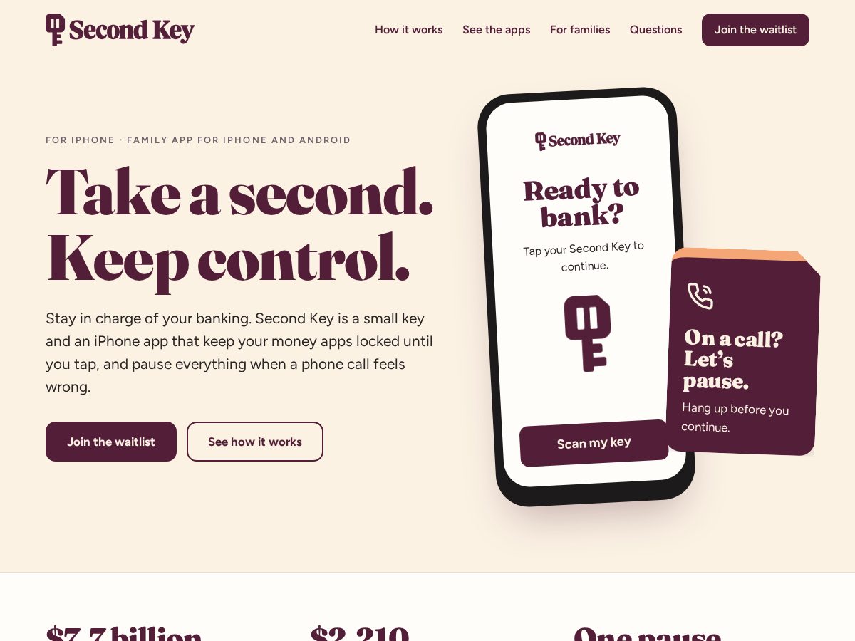 Landing-page snapshot of mysecondkey.com