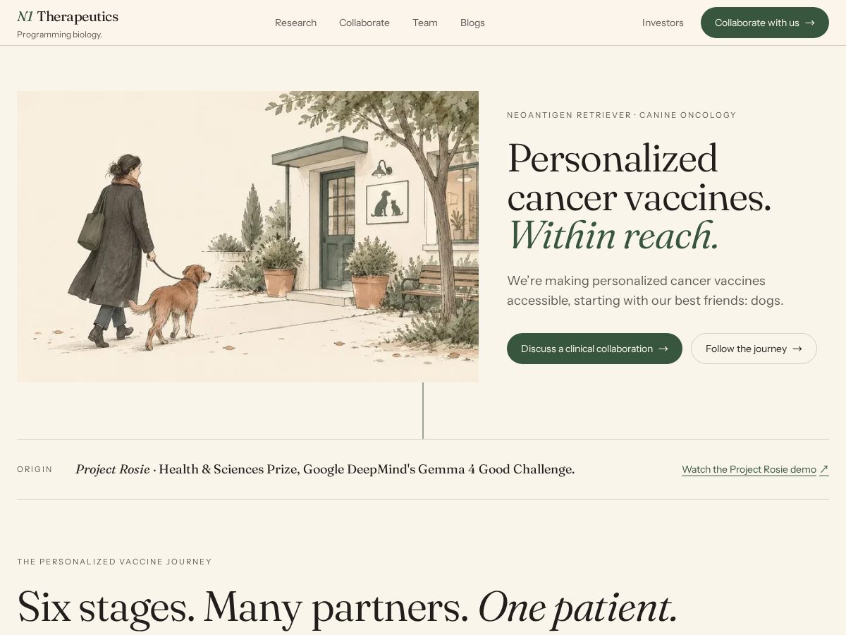 Landing-page snapshot of n1therapeutics.com