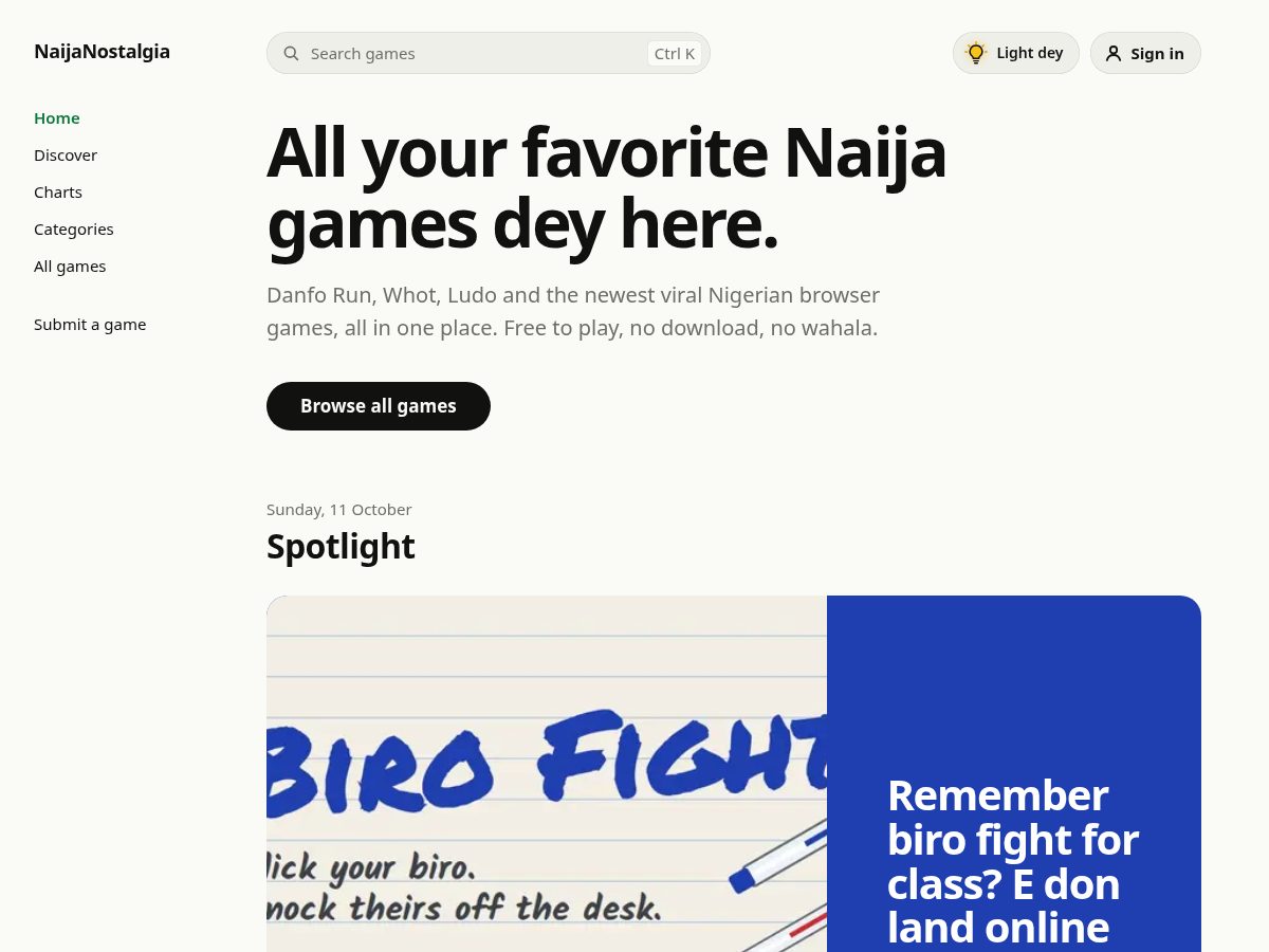 Landing-page snapshot of naijanostalgia.com