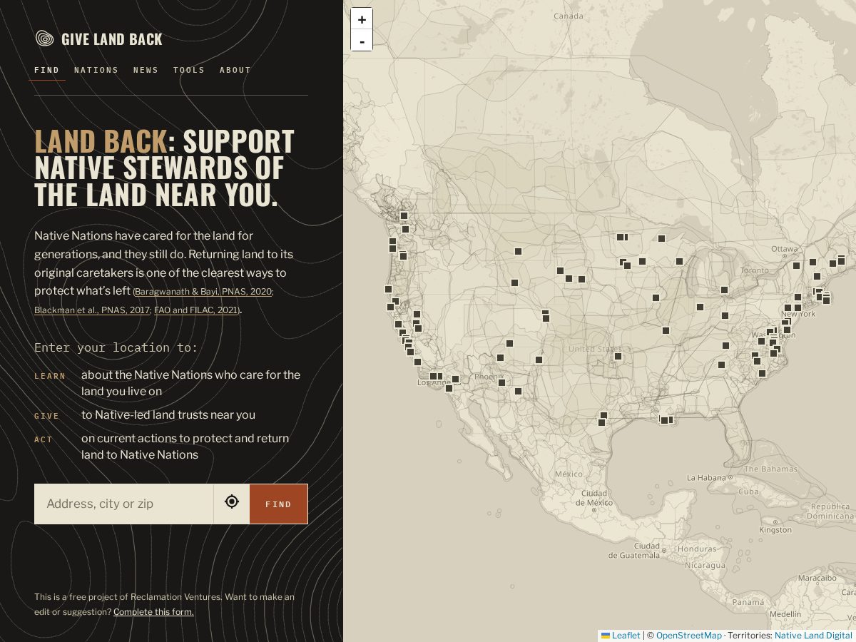 Landing-page snapshot of nativelandback.org