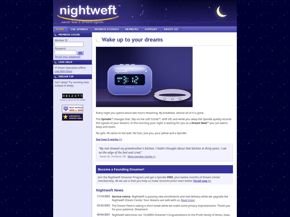 Landing-page snapshot of nightweft.com