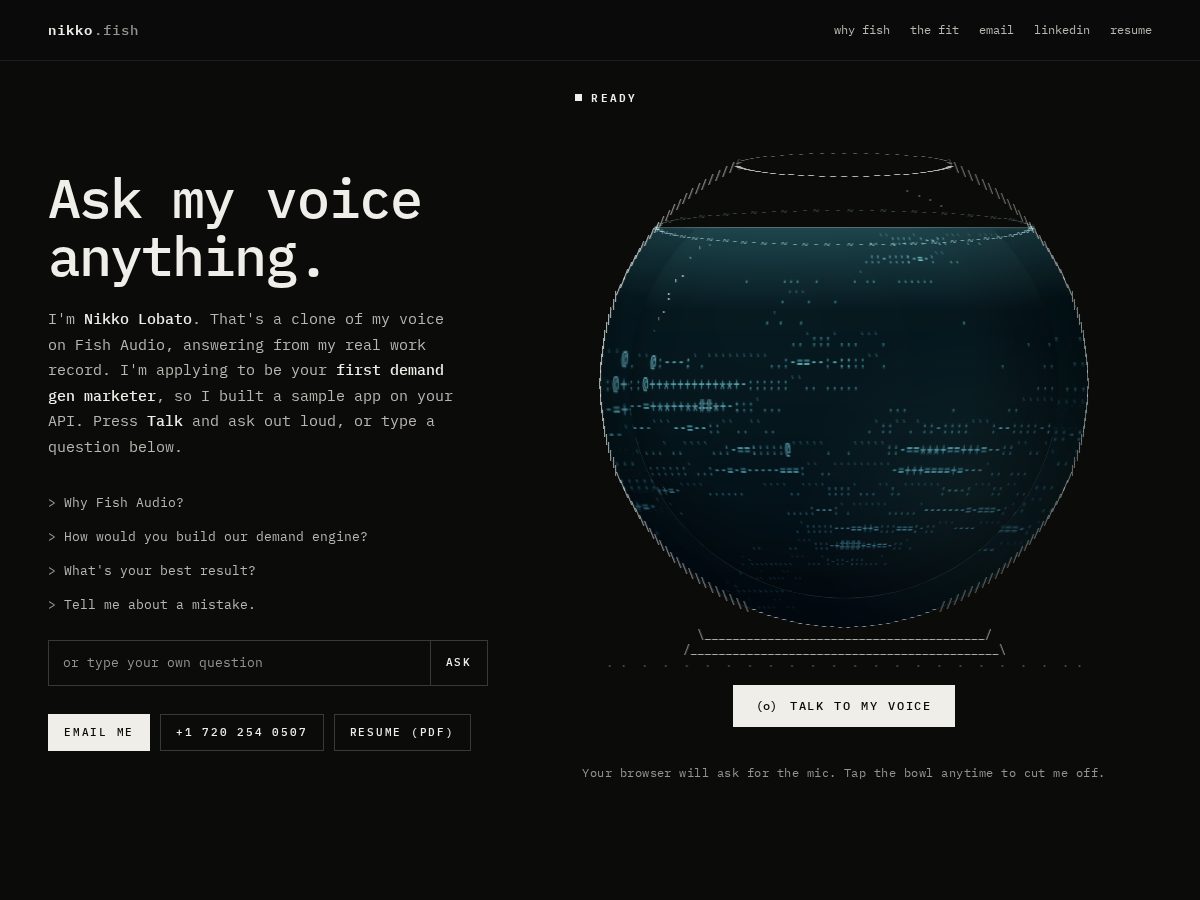 Landing-page snapshot of nikko.fish