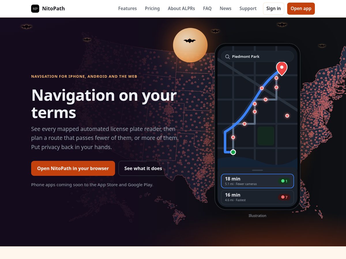 Landing-page snapshot of nitopath.com