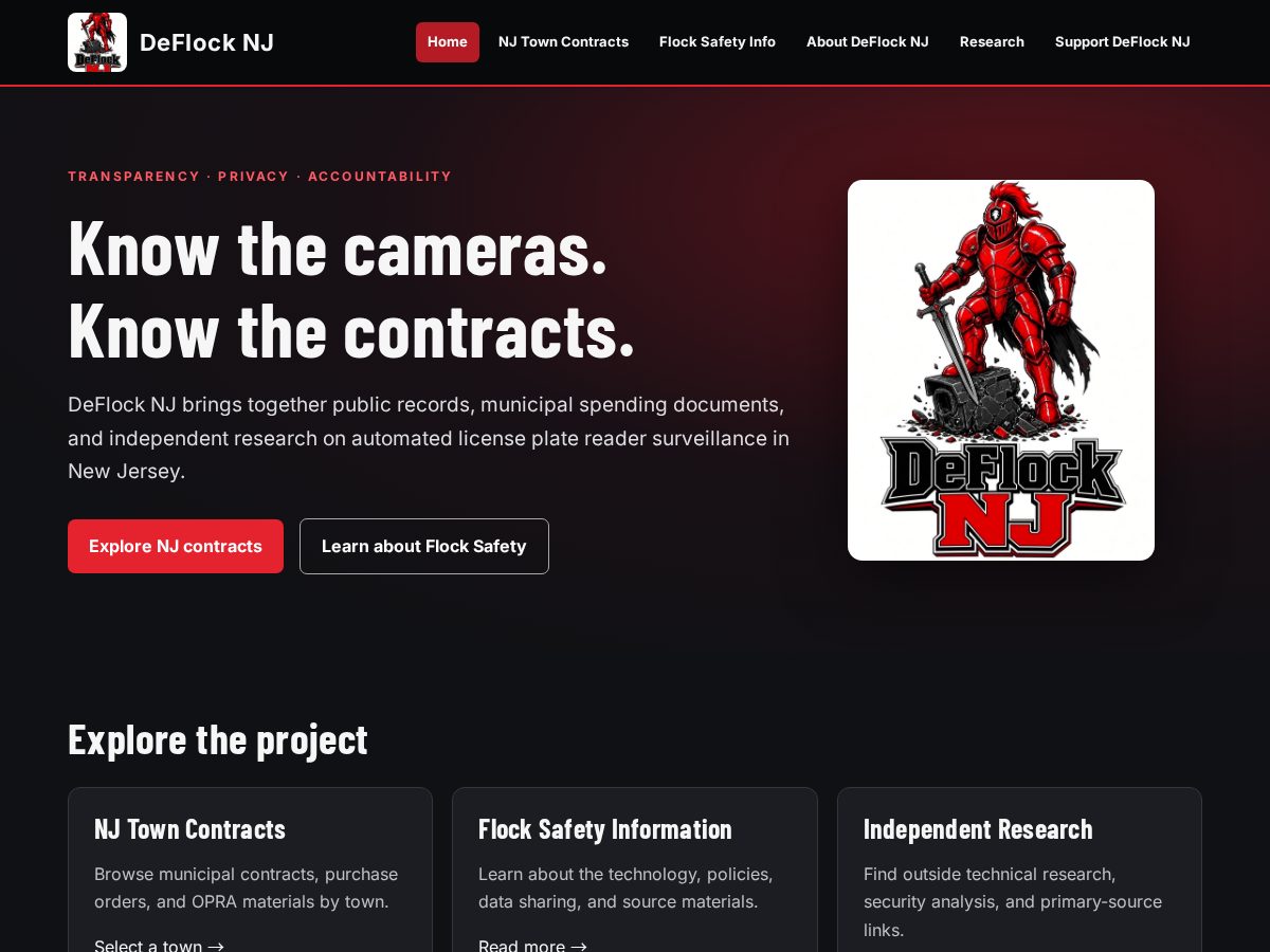 Landing-page snapshot of njdeflock.com