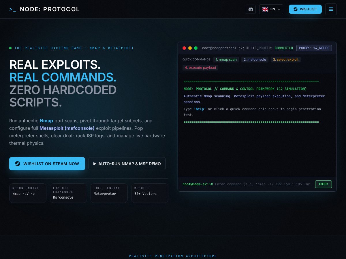 Landing-page snapshot of node-protocol.systems