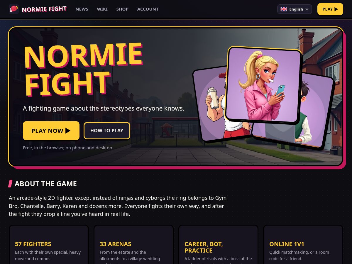 Landing-page snapshot of normiefight.com
