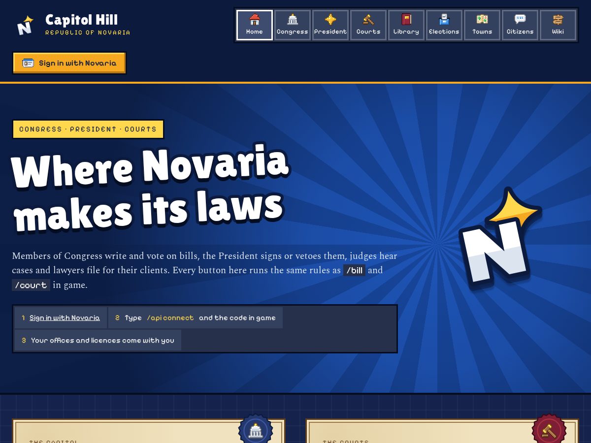 Landing-page snapshot of novariamc.net