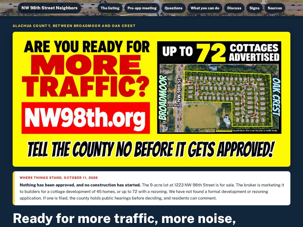 Landing-page snapshot of nw98th.org