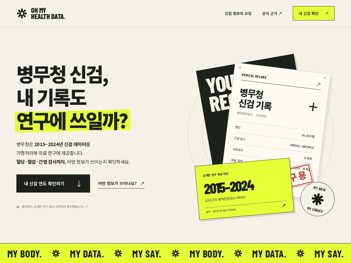 Landing-page snapshot of oh-my-health-data.com