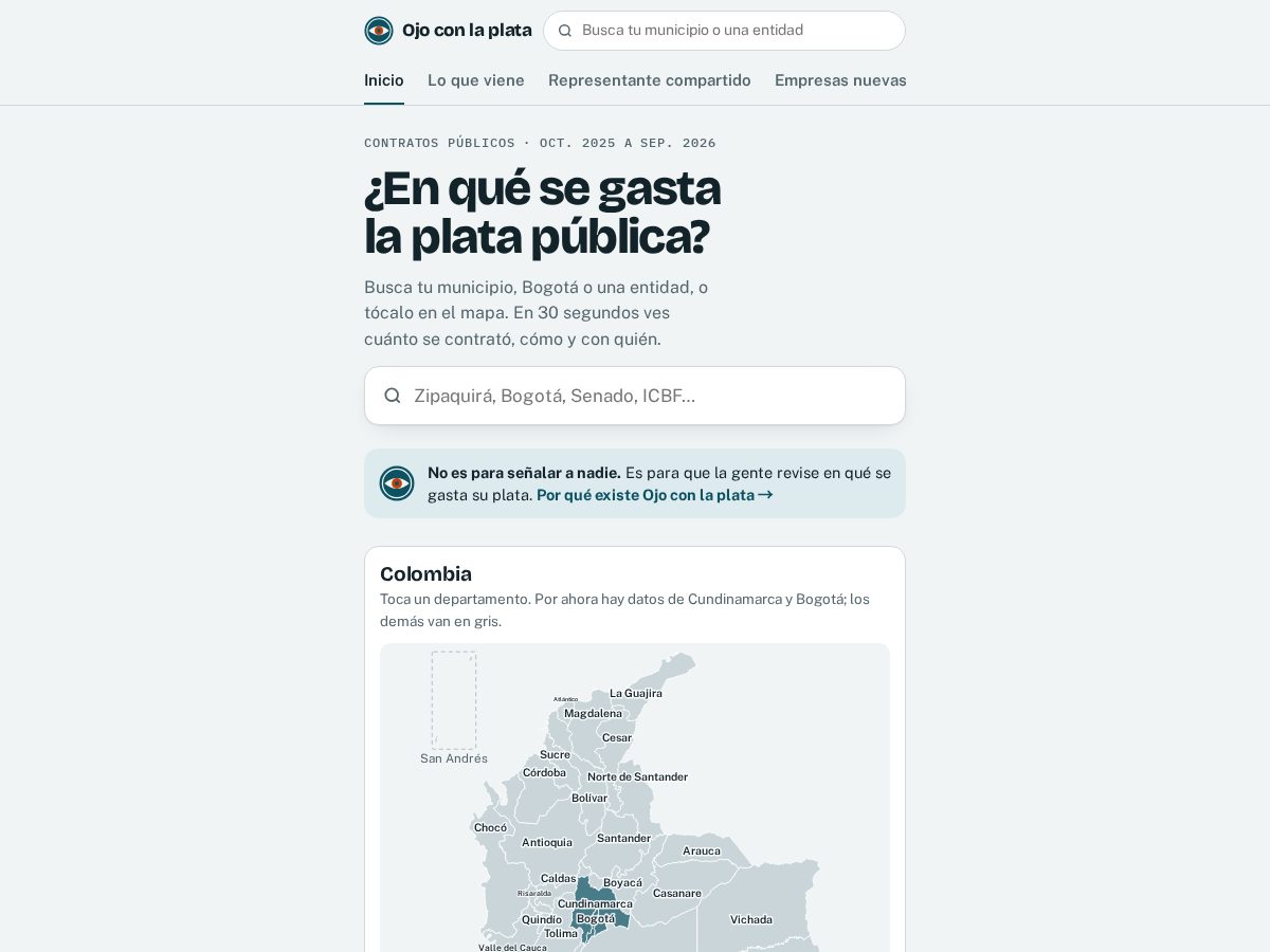 Landing-page snapshot of ojoconlaplata.com