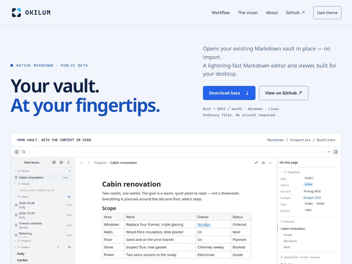 Landing-page snapshot of okilum.com