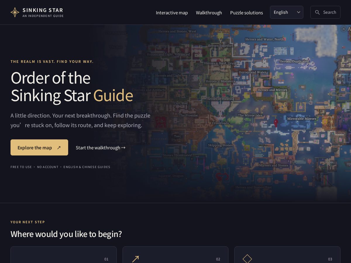 Landing-page snapshot of orderofthesinkingstar.site
