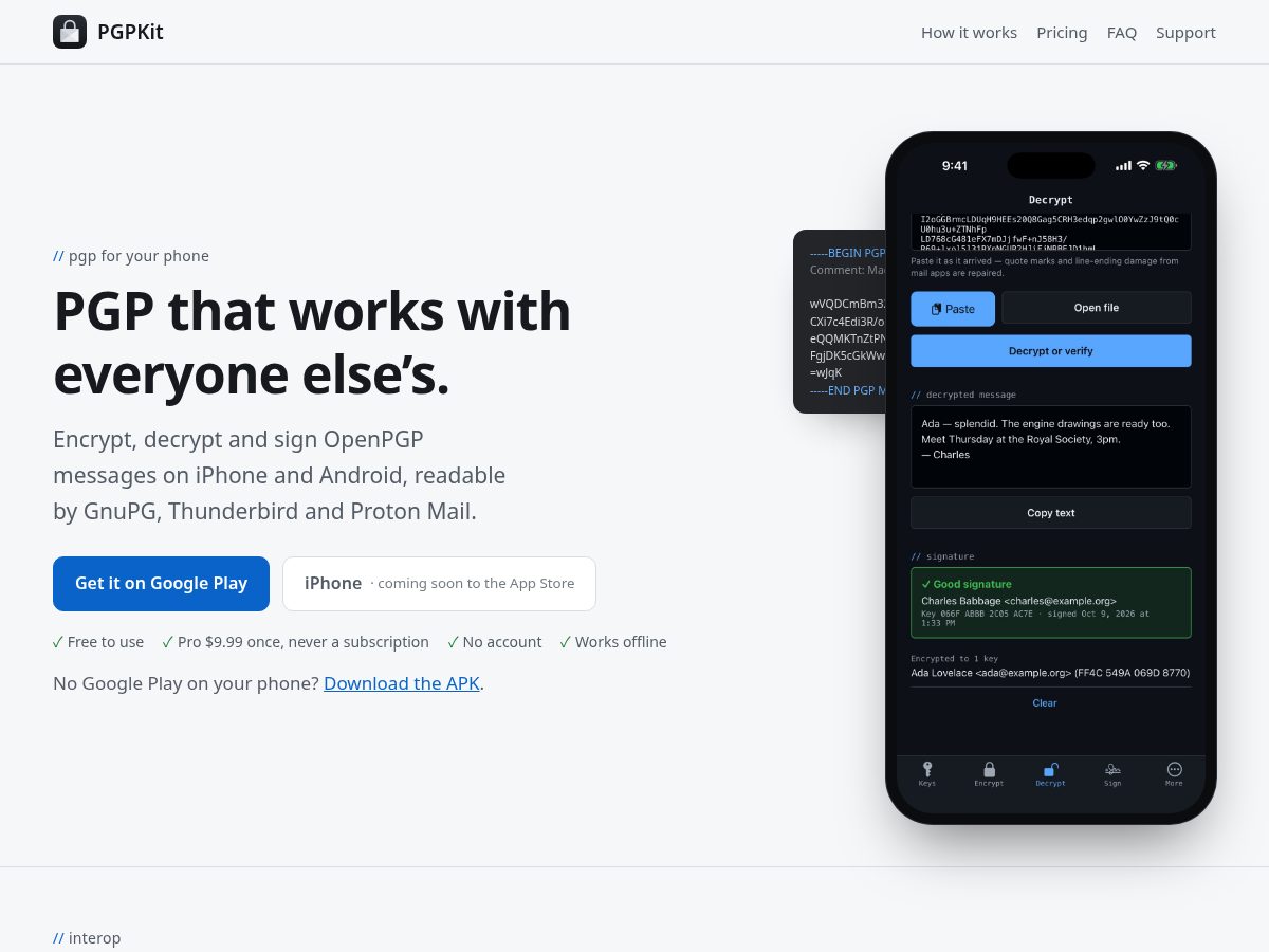 Landing-page snapshot of pgpkit.com