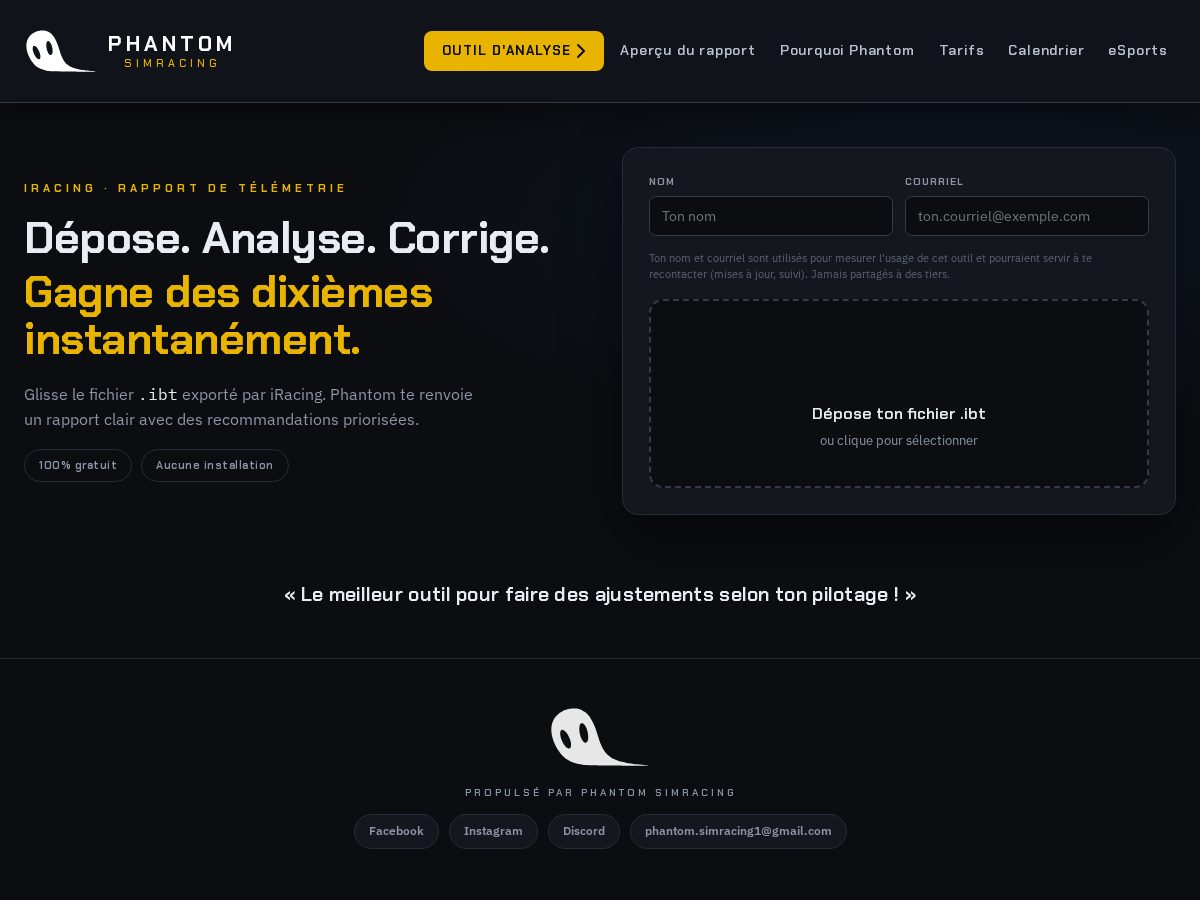 Landing-page snapshot of phantomsimracing.com