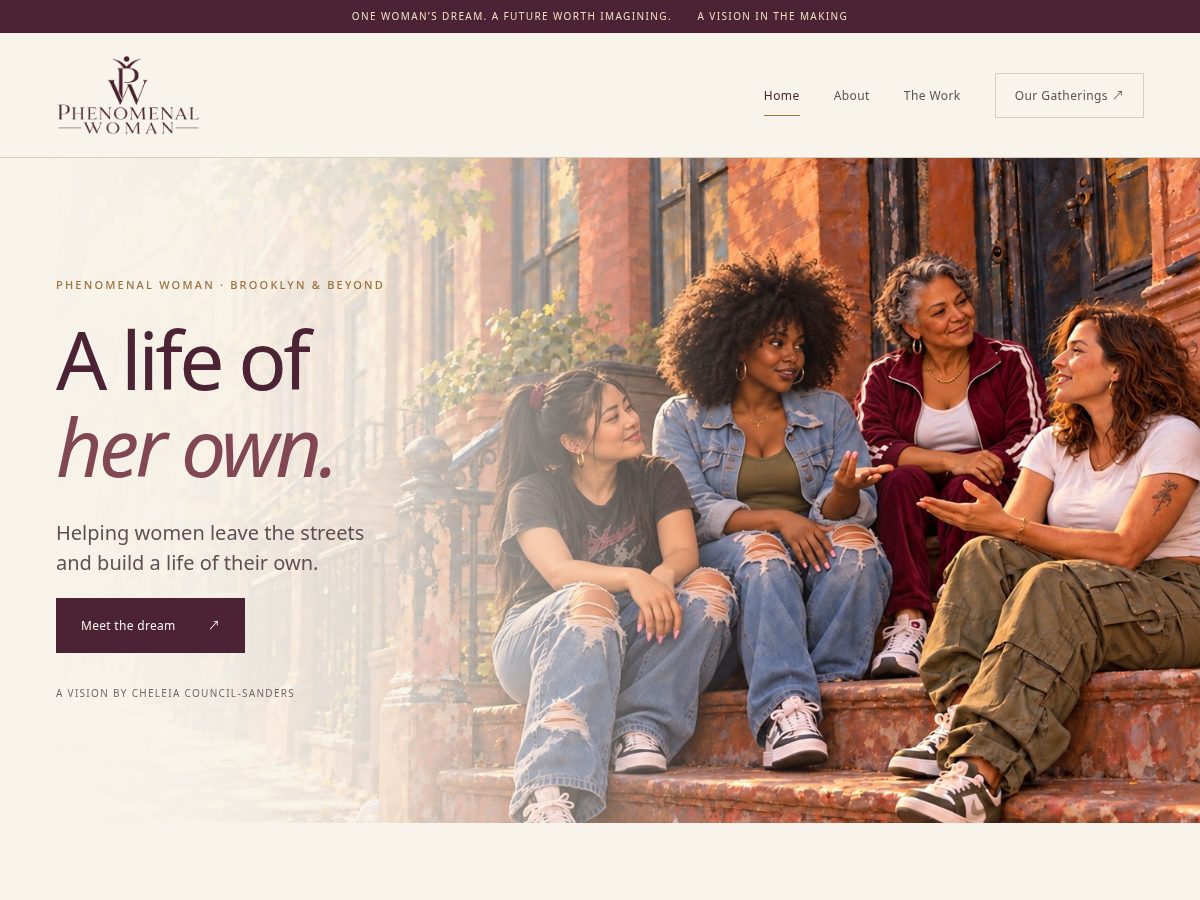 Landing-page snapshot of phenomenalwomanproject.org