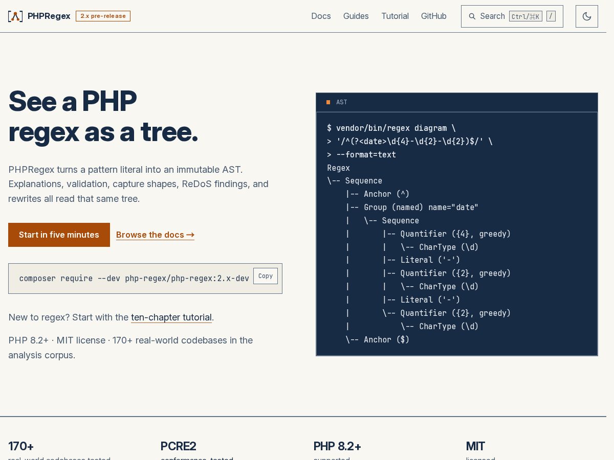 Landing-page snapshot of php-regex.com