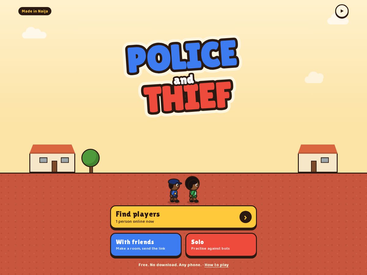 Landing-page snapshot of playpoliceandthief.com