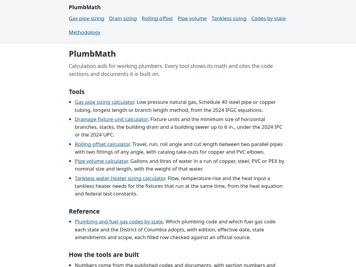 Landing-page snapshot of plumbmath.com