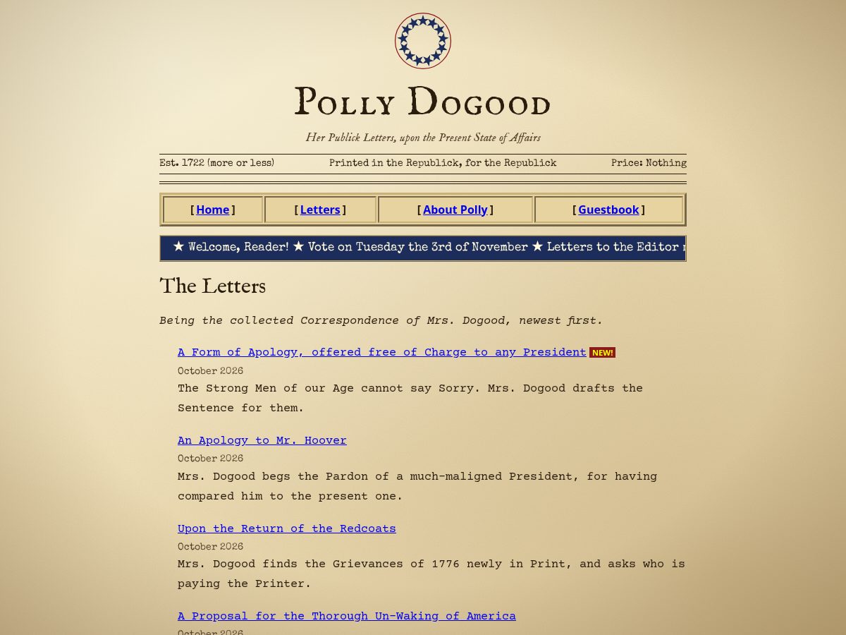 Landing-page snapshot of pollydogood.com
