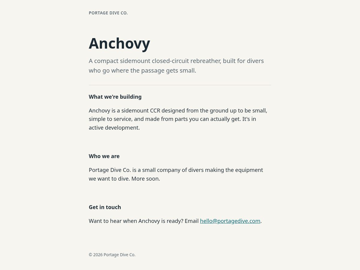Landing-page snapshot of portagedive.com