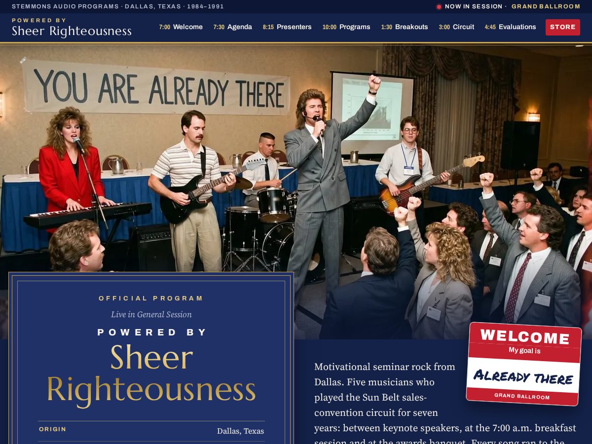 Landing-page snapshot of poweredbysheerrighteousness.com