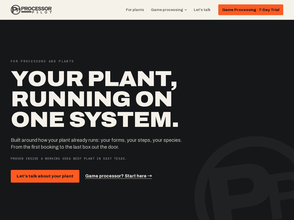 Landing-page snapshot of processorpilot.com
