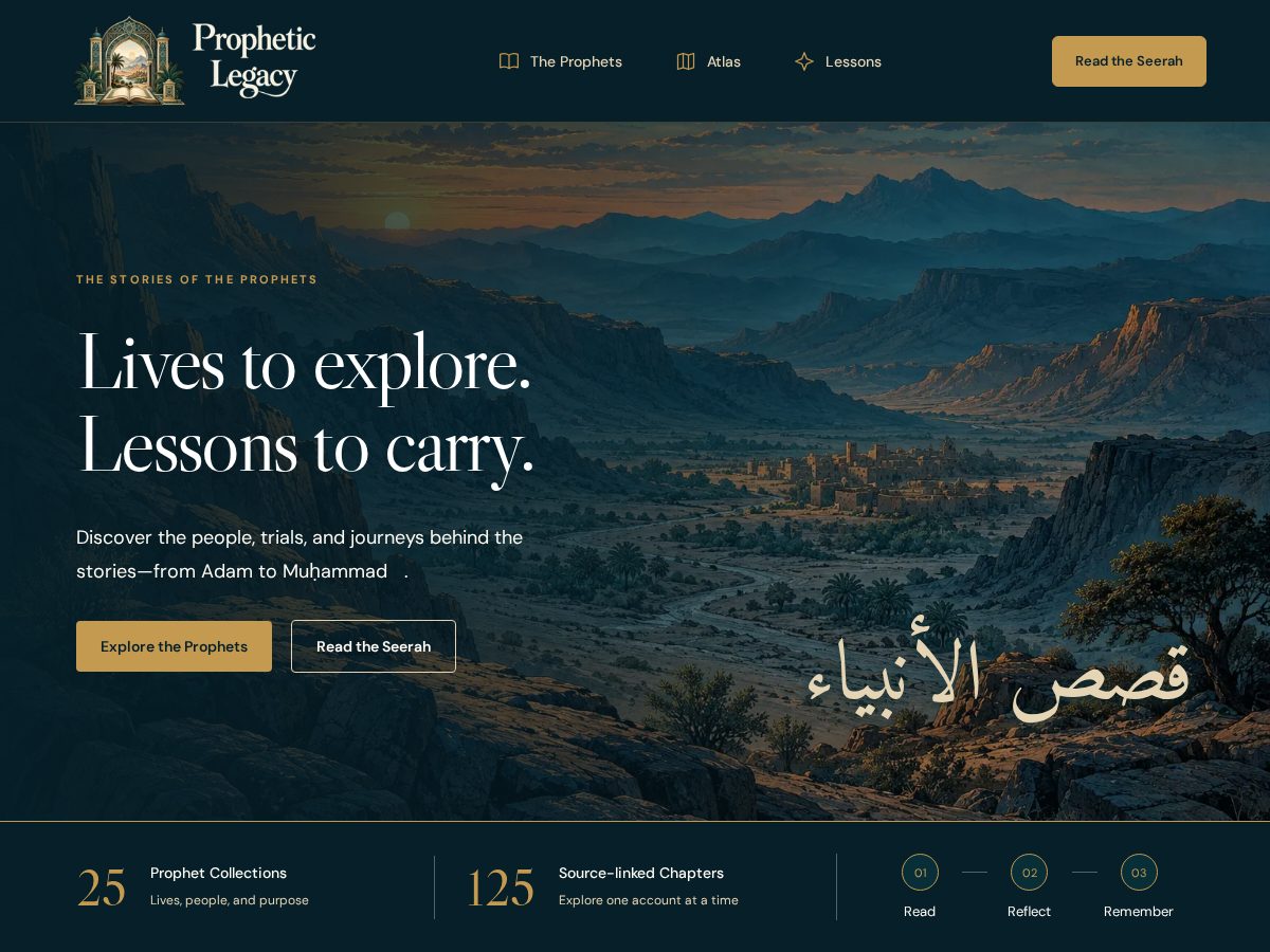 Landing-page snapshot of propheticlegacy.com